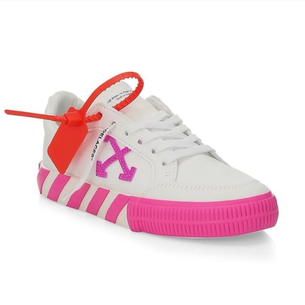 Off-White pink and white sneakers